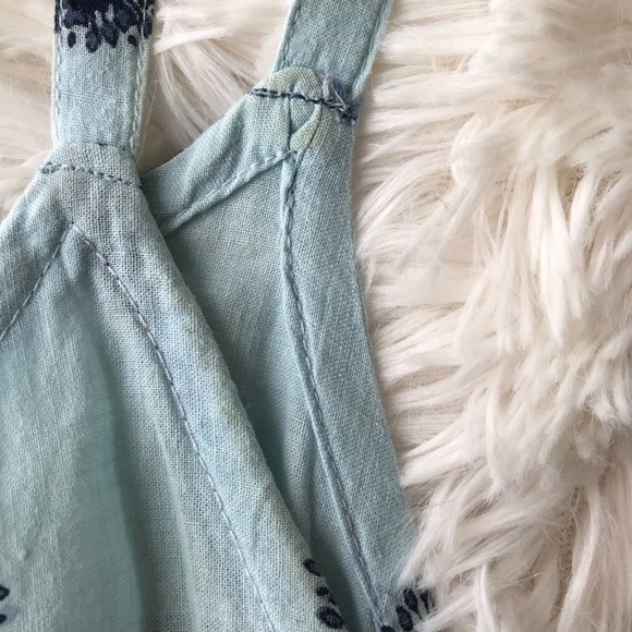 Blue print empire waist batik print summer dress v neck spaghetti strap - Picture 7 of 7